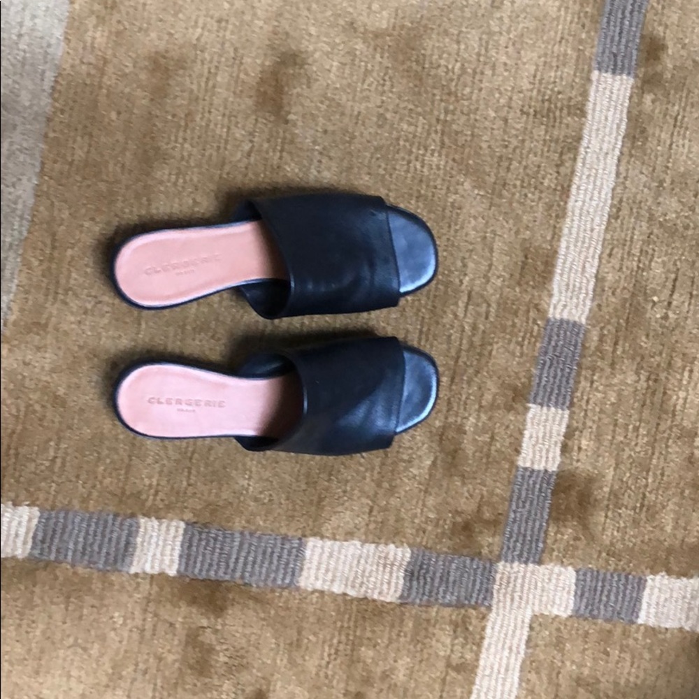 Black Leather Clergerie slides from Paris